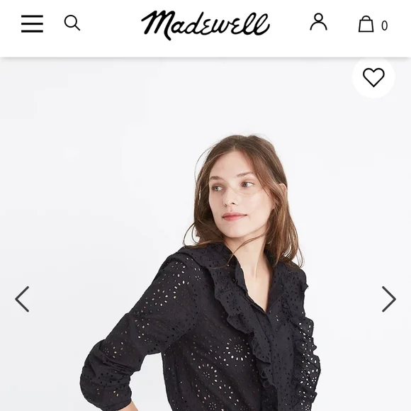 Madewell Eyelet Ruffle Front Blouse Size Medium - Picture 2 of 11